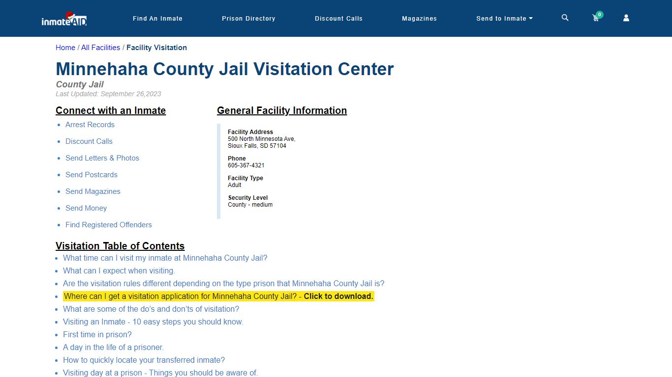 Minnehaha County Jail | Visitation, dress code & visiting hours - InmateAid