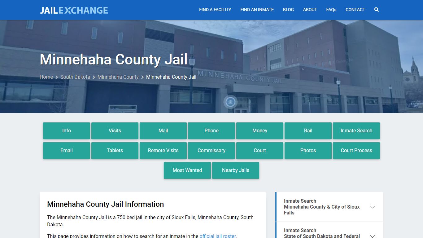 Minnehaha County Jail, SD Inmate Search, Information
